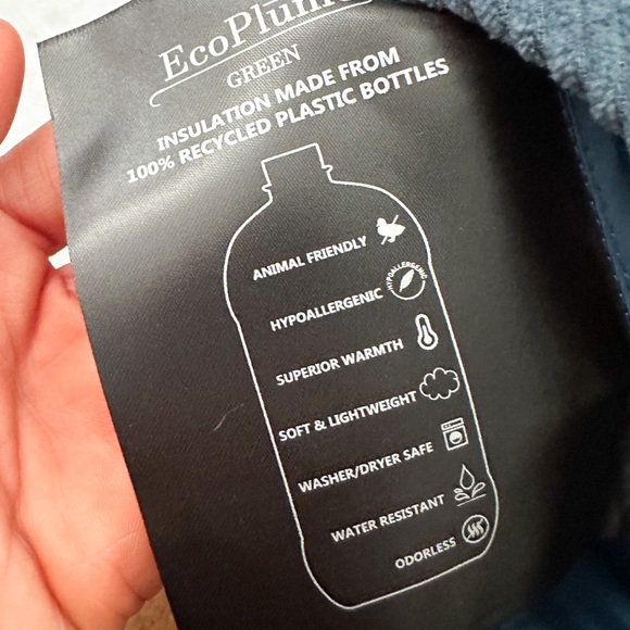 NWT- BERNIE BERNARDO Quilted Corduroy Trim Recycled Fabric Riviera Blue Jacket - Picture 9 of 13